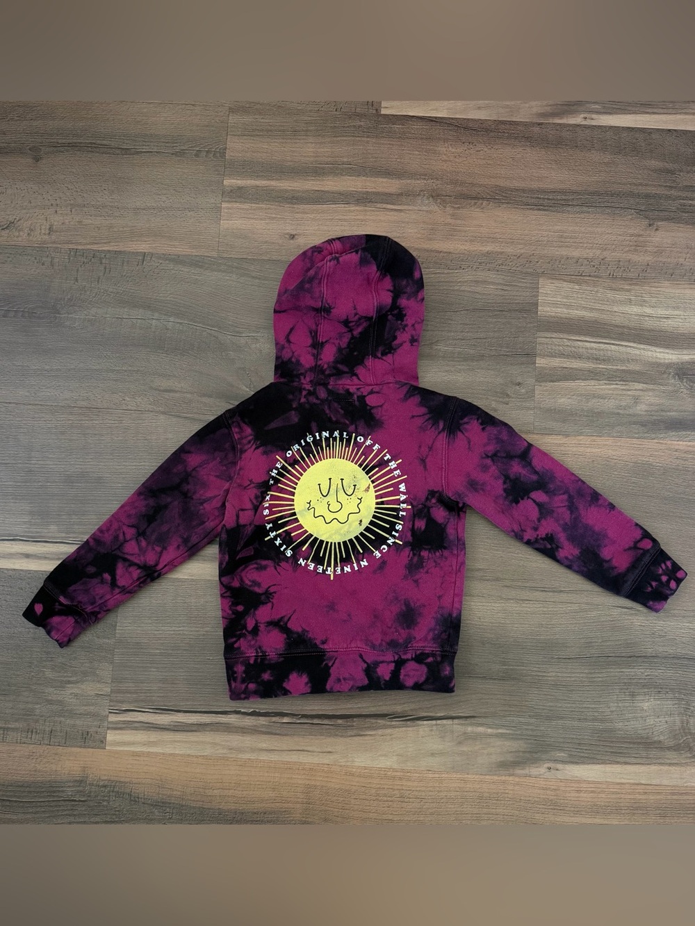 Vans Toddler Pink & Black Tie-Dye Smiley Sun Hooded Sweatshirt Size 3T